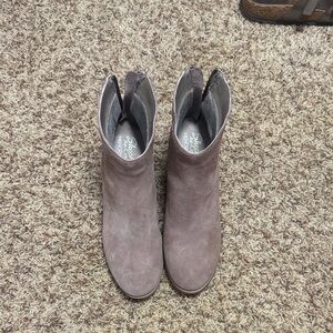 Skechers Taupe Suede Slip-On Ankle Booties